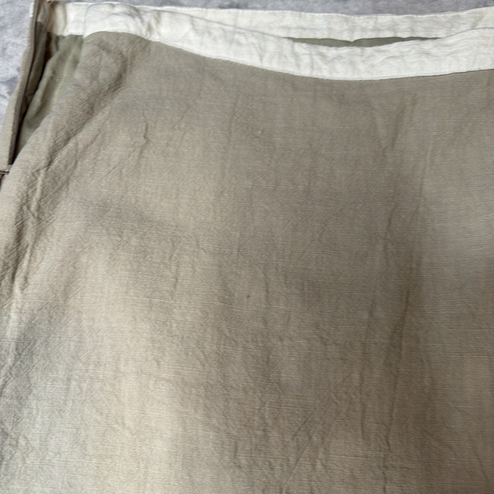 SABO Linen Blend Mini Skirt Women's XL US 10 Beige Contrast Trim Lined - Picture 4 of 10